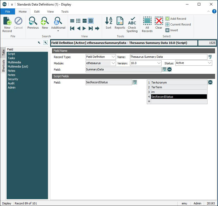 Click to enlarge Field Definition