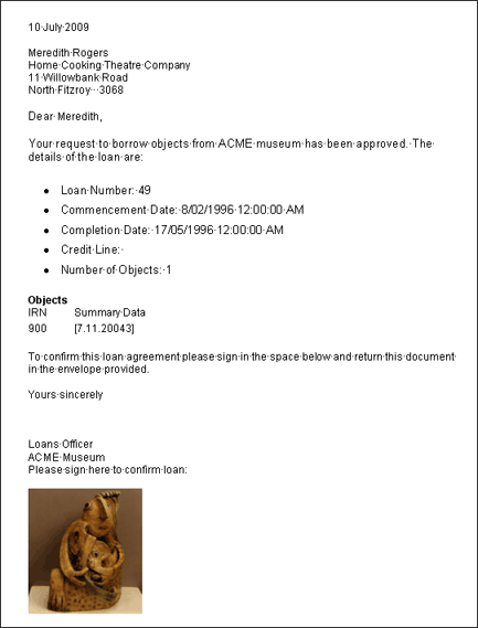Mail Merge report