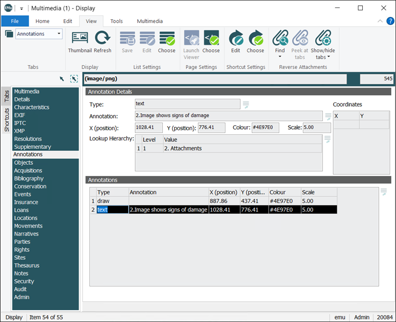 Click to enlarge Annotations tab