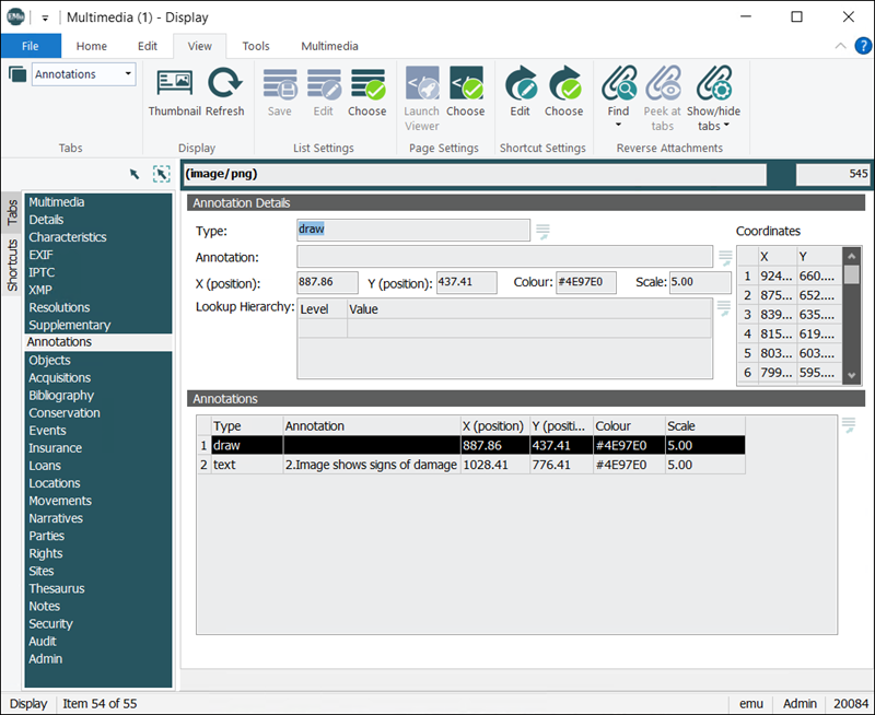 Click to enlarge Annotations tab